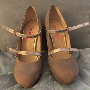 Betsey Johnson Brown Double Strap Heels